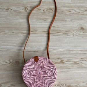 Pink Woven Crossbody Bag